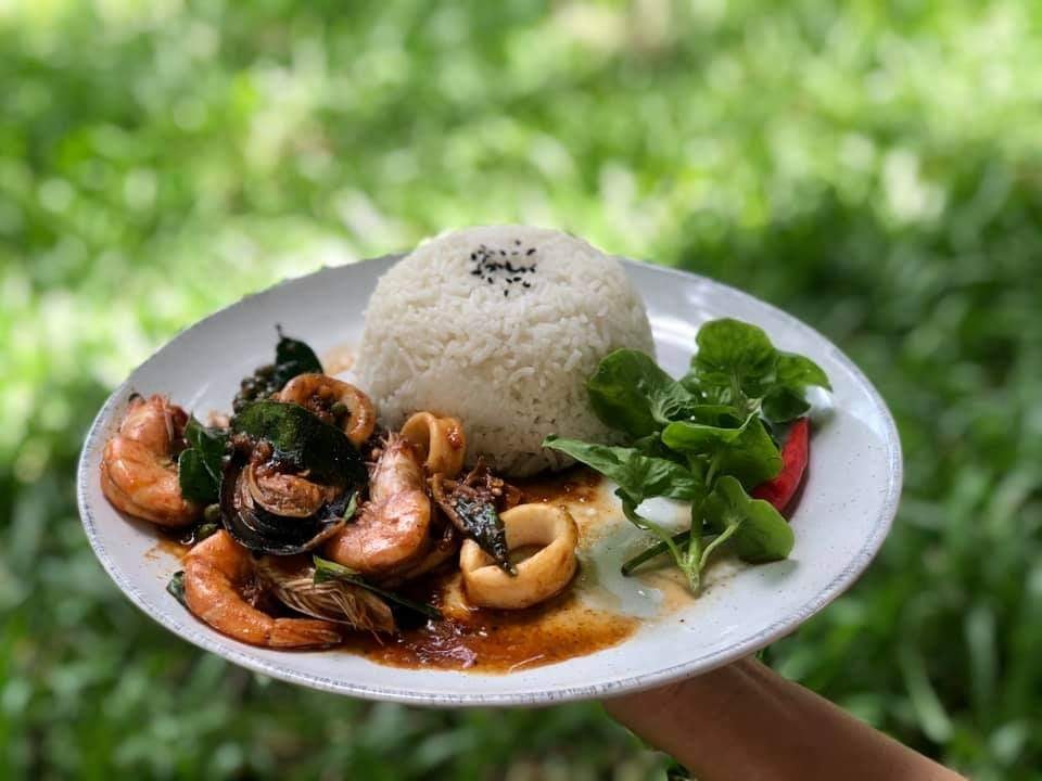 พร้าวหอม คาเฟ่ (PhraoHom cafe) นั่งชิลกลางสวนมะพร้าว บ้านแพ้ว สมุทรสาคร  อาหารอร่อย